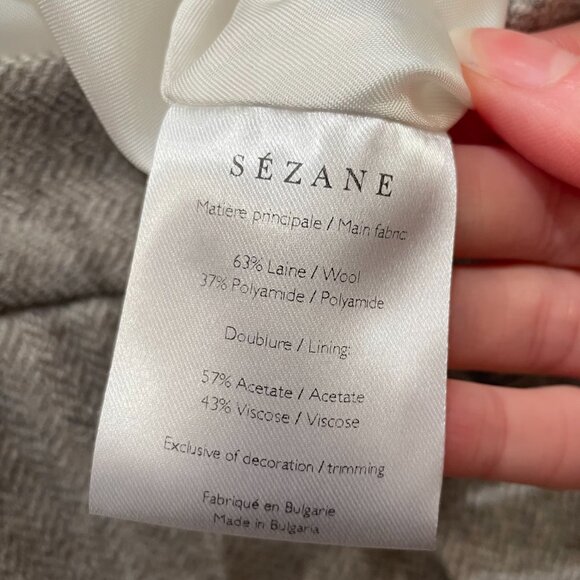 EUC Sezane Francesca Wool Blend Herringbone Button Wide Leg Trousers 36, 4 - Picture 8 of 9